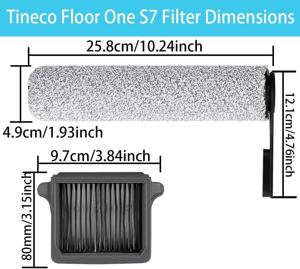 Tineco Floor One S7 Pro Accessoireset: 2 Borstelrollen & 2 HEPA-filters - 73% Korting!