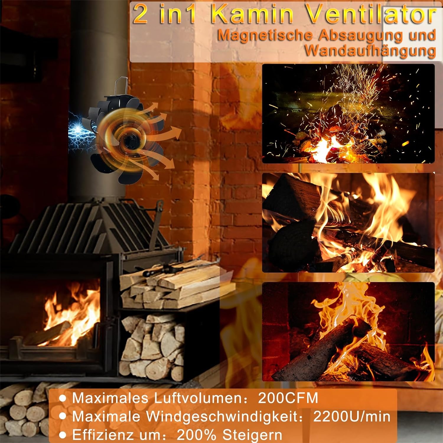 Kachelventilator 6 Bladen - Warmte-Aangedreven - 34% Korting!