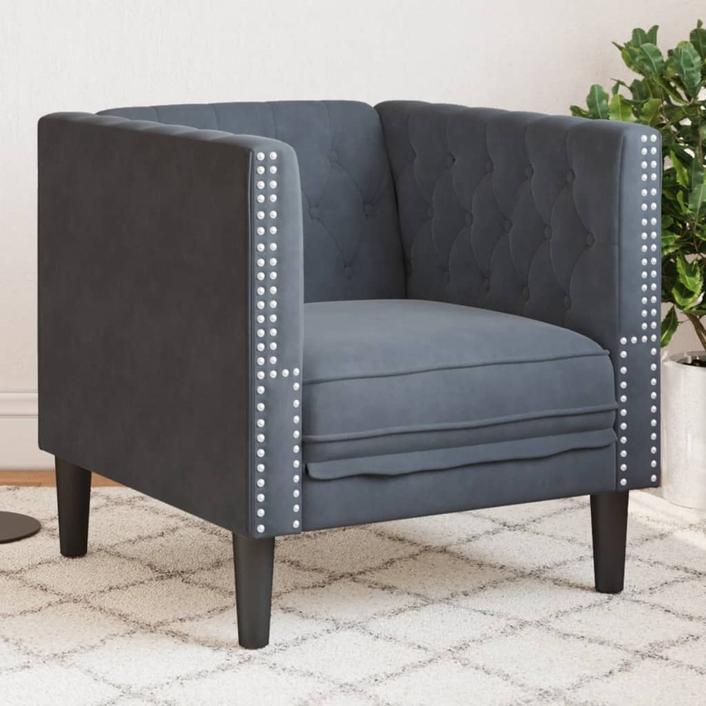 VidaXL Fauteuil Chesterfield-stijl Fluweel Donkergrijs | 35% Korting