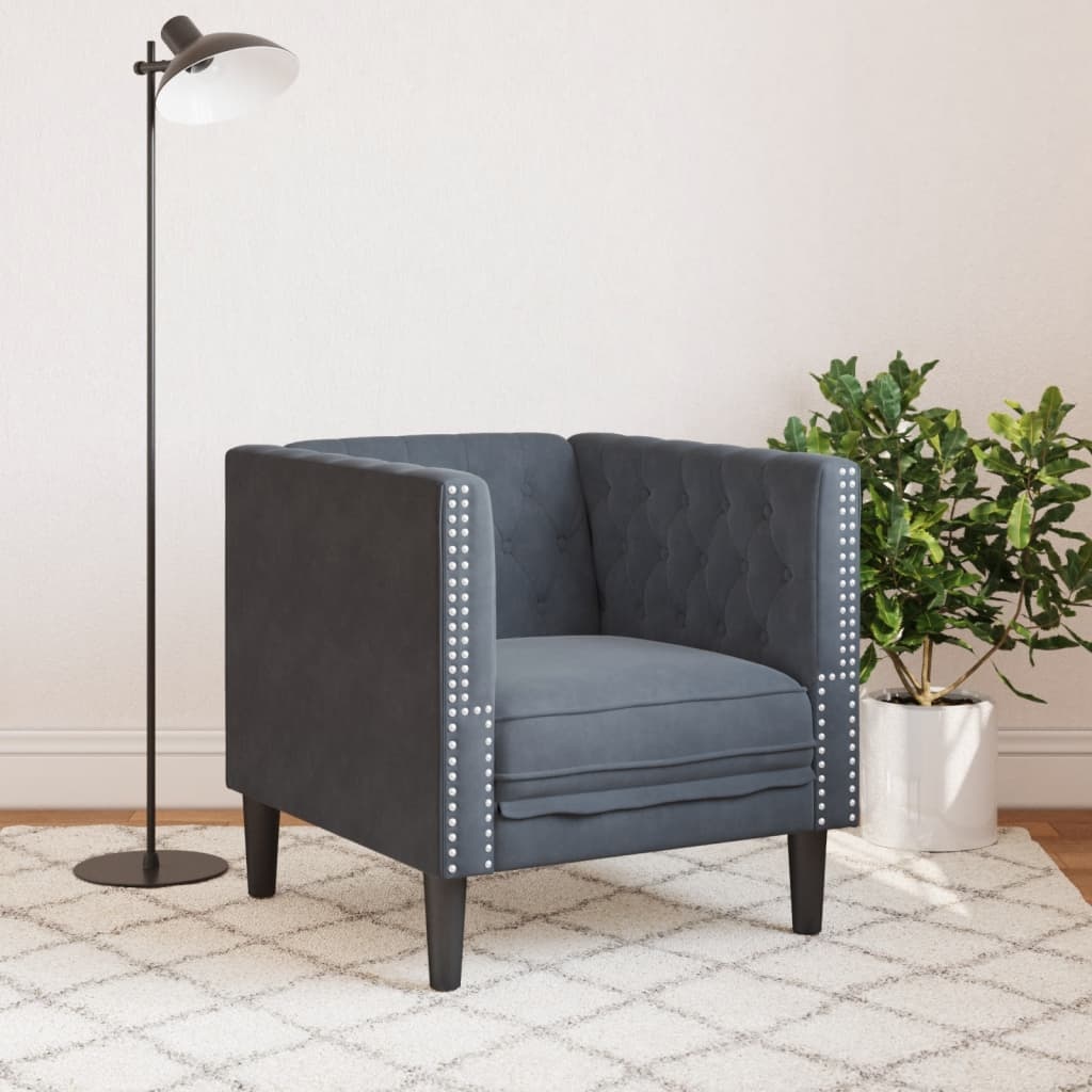 VidaXL Fauteuil Chesterfield-stijl Fluweel Donkergrijs | 35% Korting