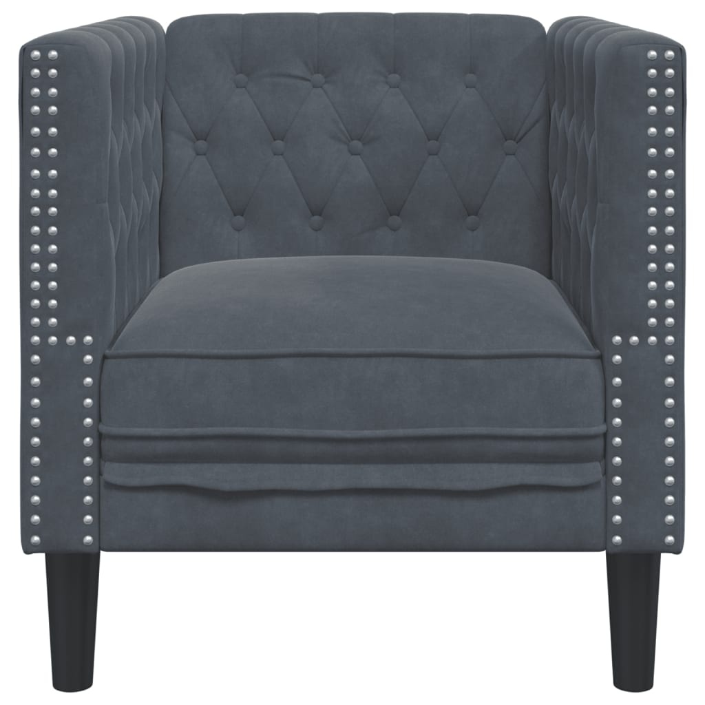 VidaXL Fauteuil Chesterfield-stijl Fluweel Donkergrijs | 35% Korting