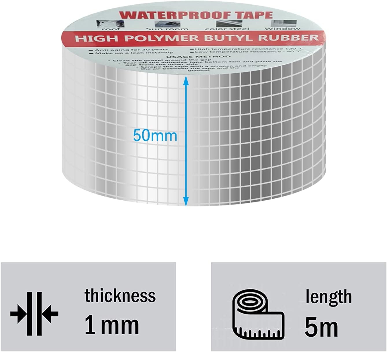 Waterdichte Butyltape 5m x 5cm - Zelfklevend & Weerbestendig | 25% Korting
