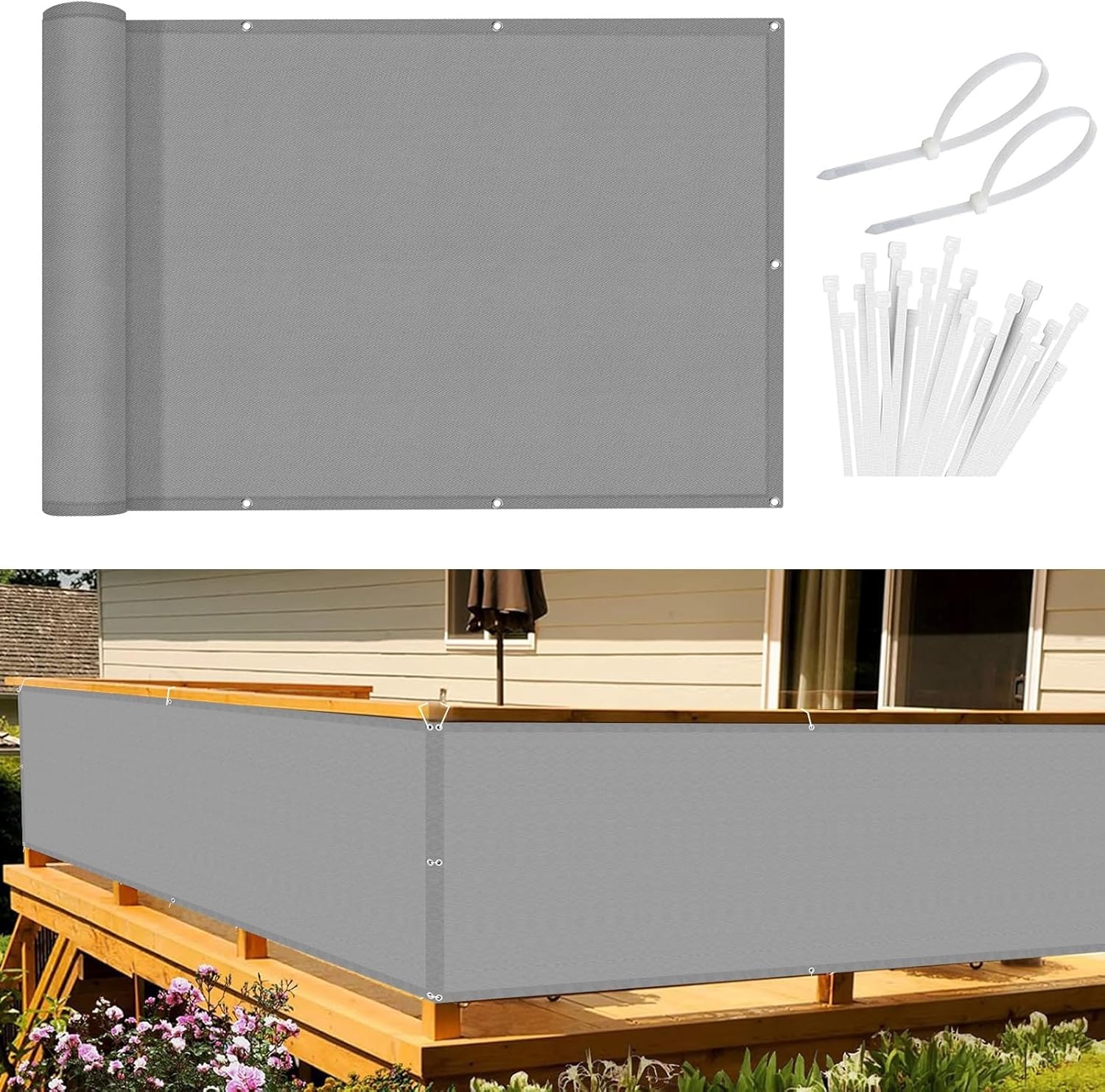 Balkonscherm 90x700cm Grijs - 29% Korting!