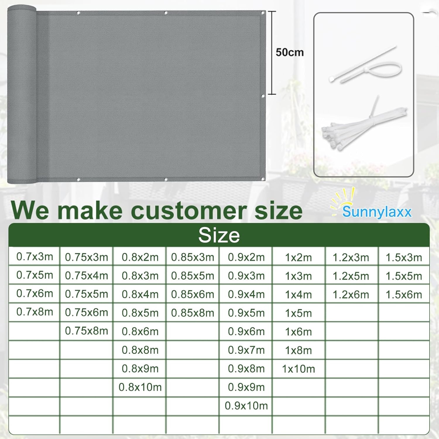 Balkonscherm 90x700cm Grijs - 29% Korting!