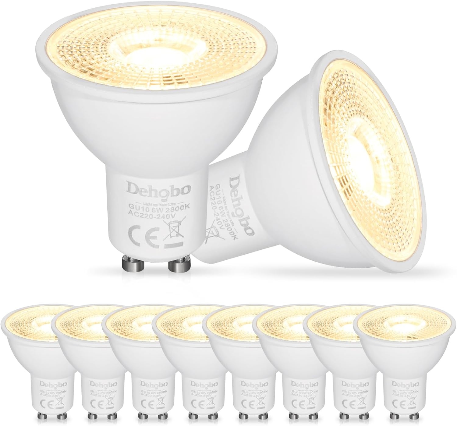 Set van 10 GU10 LED Lampen 6W (60W) Warm Wit, 28% Korting