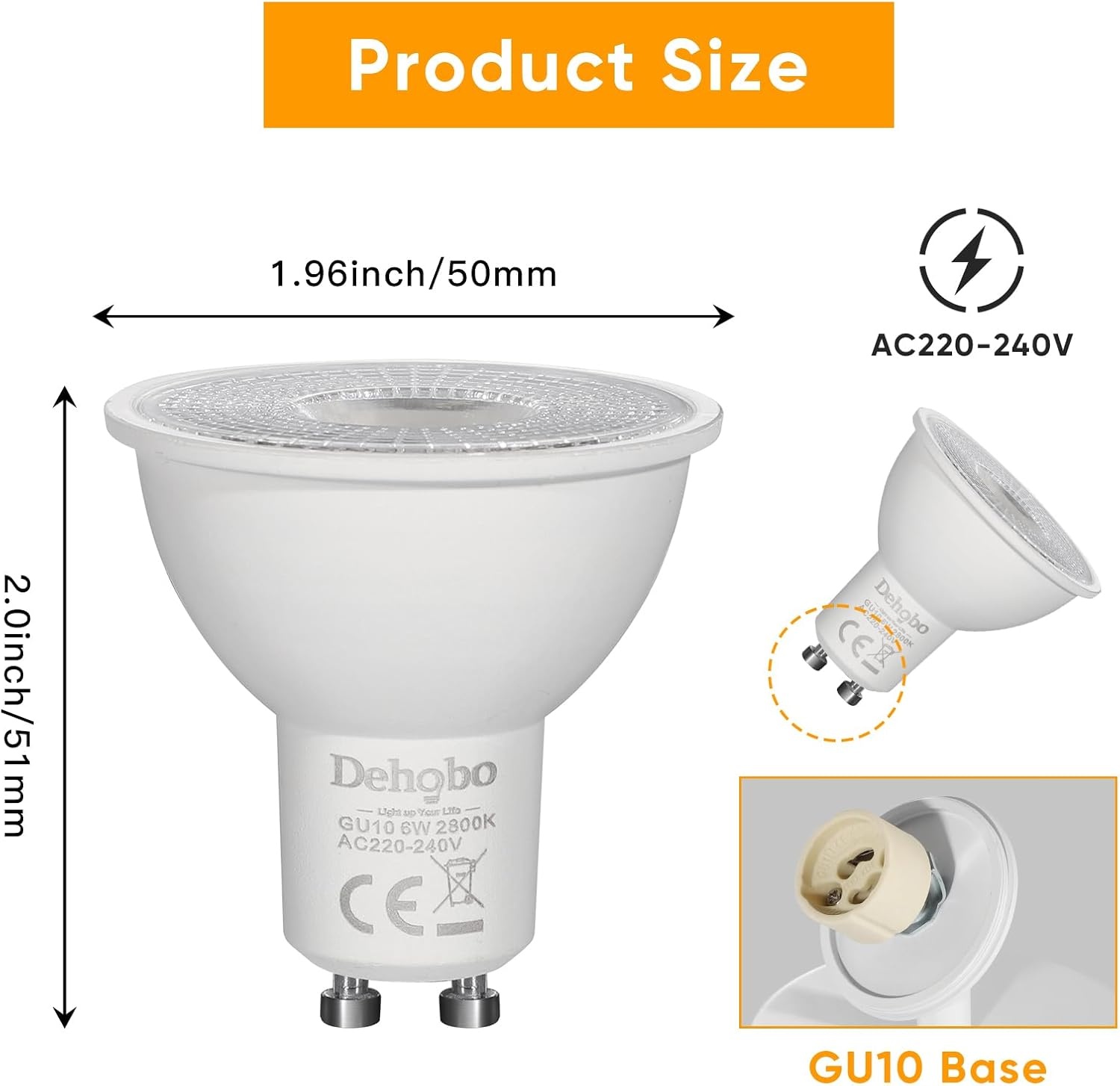 Set van 10 GU10 LED Lampen 6W (60W) Warm Wit, 28% Korting
