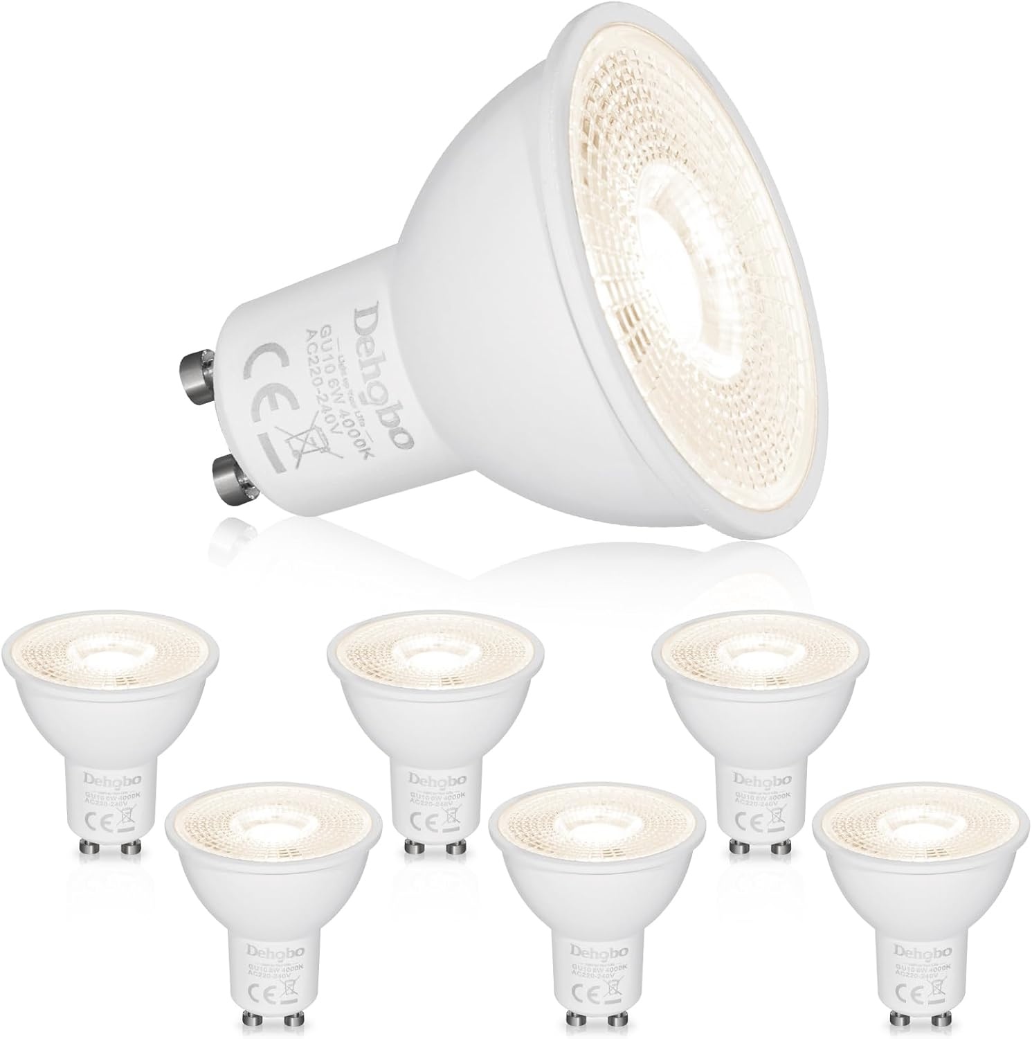 Set van 10 GU10 LED Lampen 6W (60W) Warm Wit, 28% Korting
