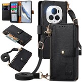 Leren Flip Hoesje Honor Magic 6 Pro met Rits & Kaarthouder (Zwart) - 28% Korting