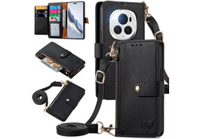 Leren Flip Hoesje Zwart voor Honor Magic 6 Pro | Portemonnee & Kaarthouder | 50% Korting