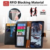 Leren Flip Hoesje Honor Magic 6 Pro met Rits & Kaarthouder (Zwart) - 28% Korting