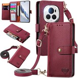 Leren Flip Hoesje Honor Magic 6 Pro met Rits & Kaarthouder (Zwart) - 28% Korting