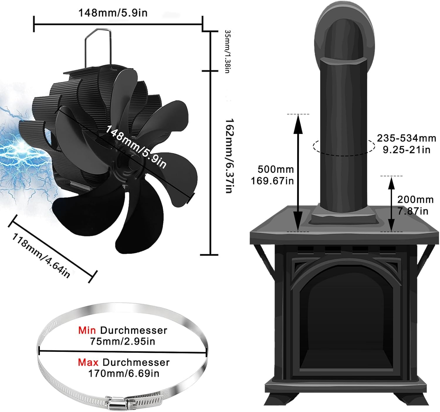 Warmte-Aangedreven Kachelventilator 6 Bladen - 34% Korting!