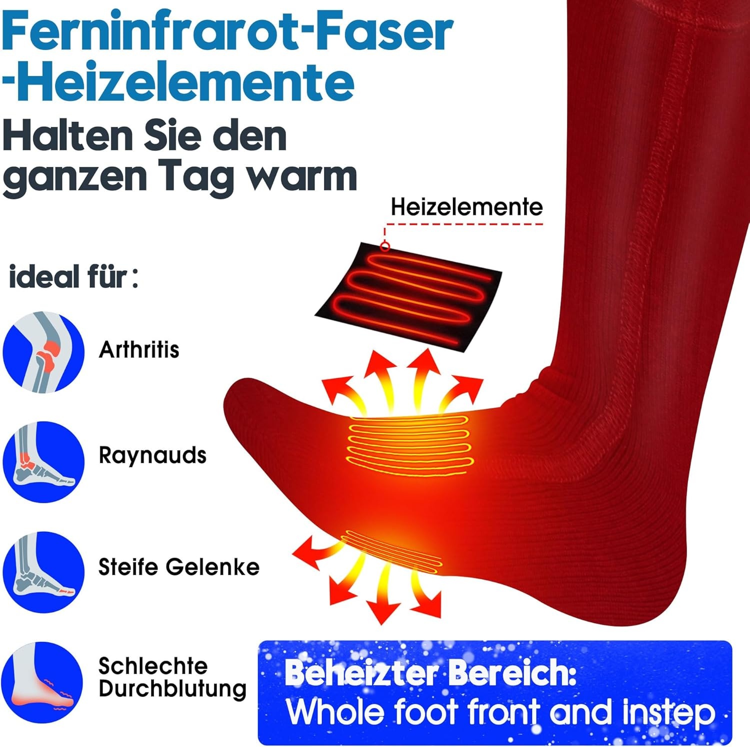 Elektrische Verwarmde Sokken Unisex - 3,7V 4000mAh - 3 Warmtestanden - 12u Warmte