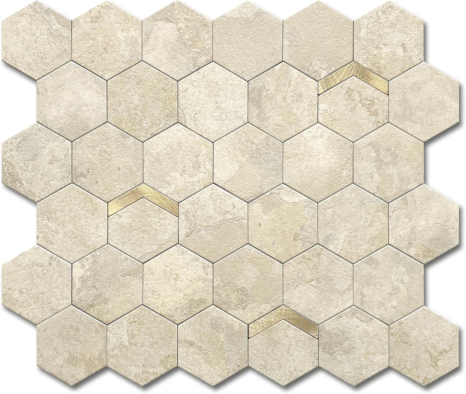 Zelfklevende Wandtegels Marmerlook Hexagon Beige Goud 3D - 32% Korting
