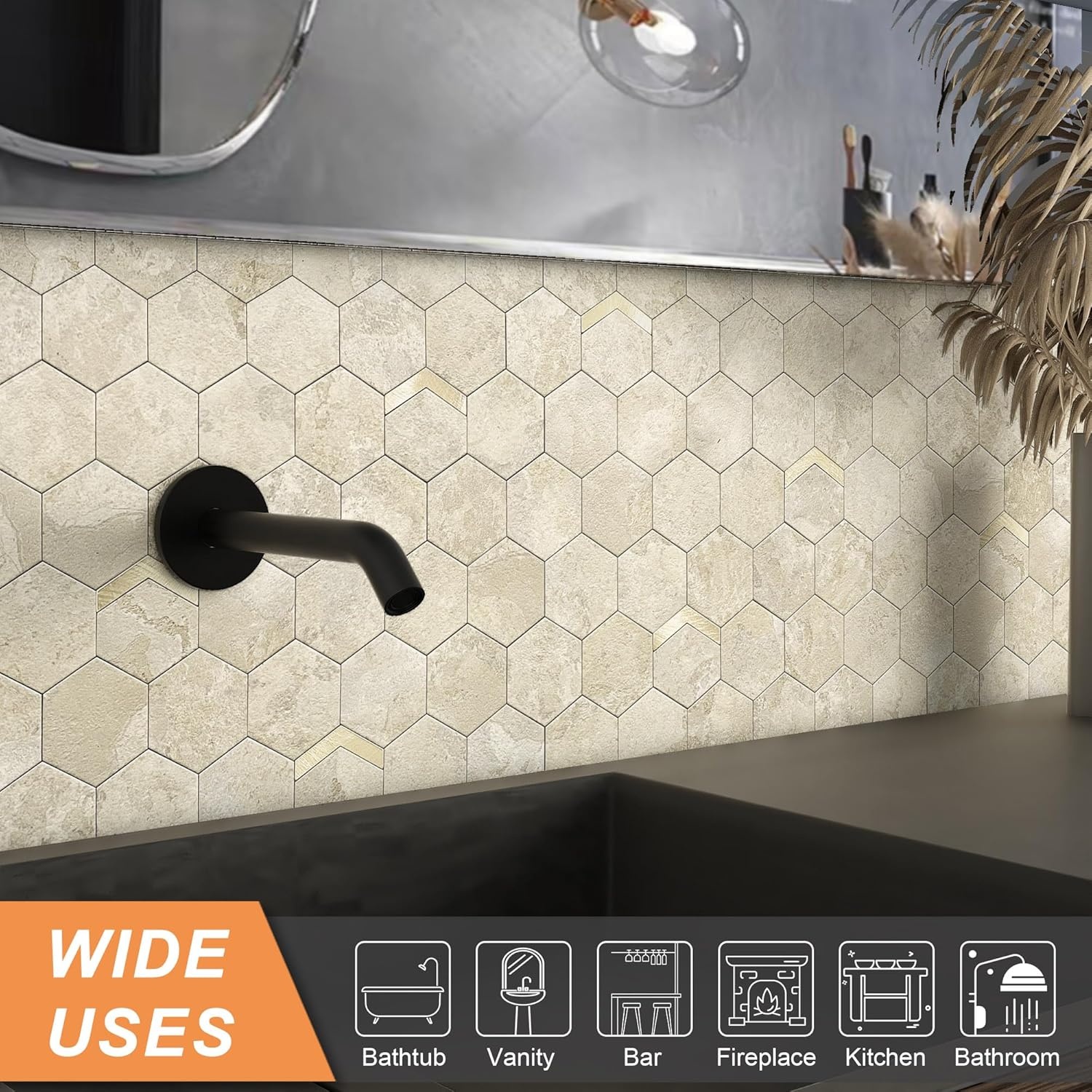 Zelfklevende Wandtegels Marmerlook Hexagon Beige Goud 3D - 32% Korting