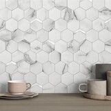Zelfklevende Wandtegels Marmerlook Hexagon Beige Goud 3D - 32% Korting