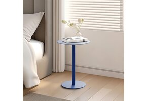 Blauwe Ronde Bijzettafel 40x40x60cm Metaal | 2-laags Krasbestendig - 29% Korting