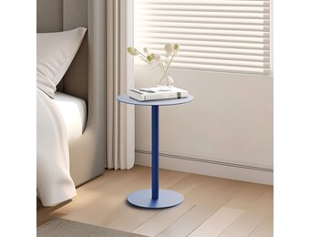 Blauwe Ronde Bijzettafel 40x40x60cm Metaal | 2-laags Krasbestendig - 29% Korting