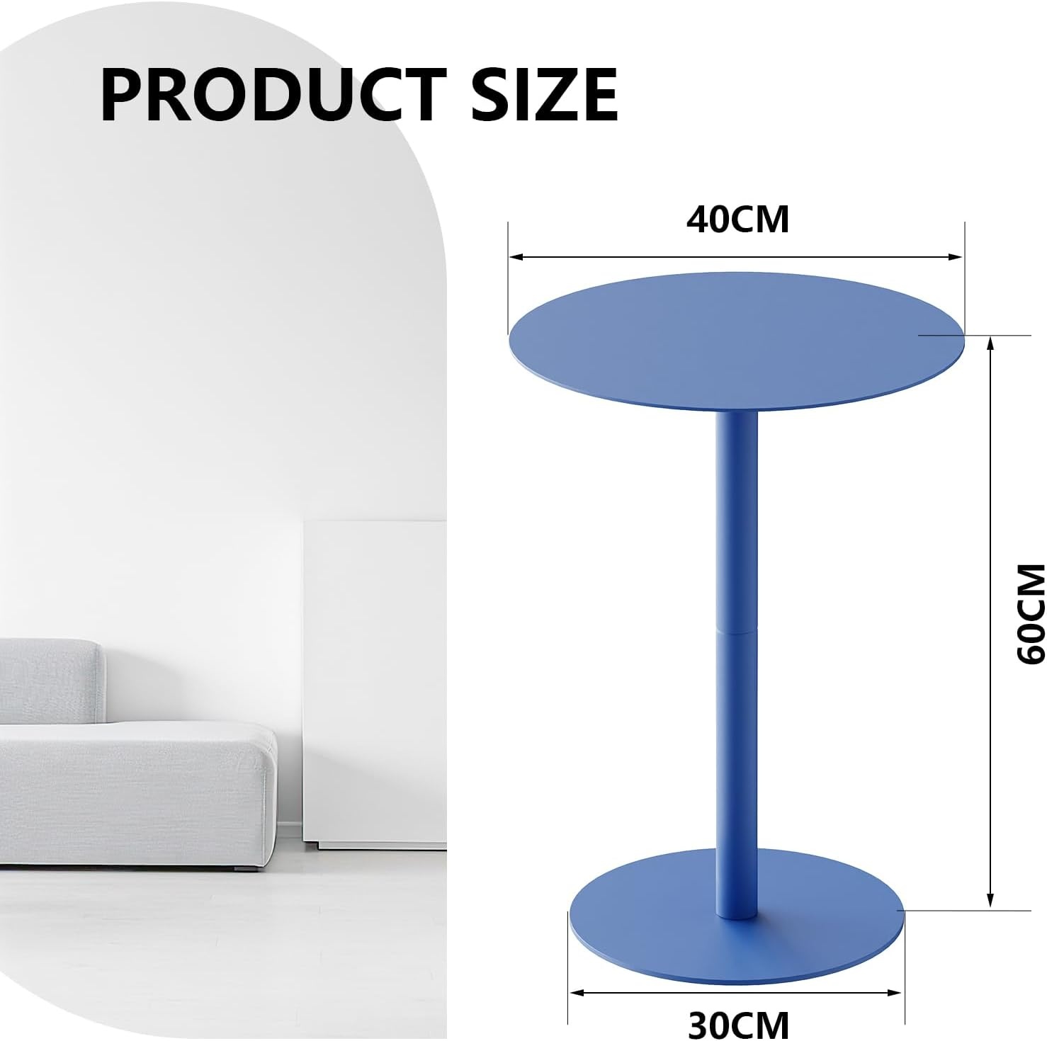 Blauwe Ronde Bijzettafel 40x40x60cm Metaal | 2-laags Krasbestendig - 29% Korting
