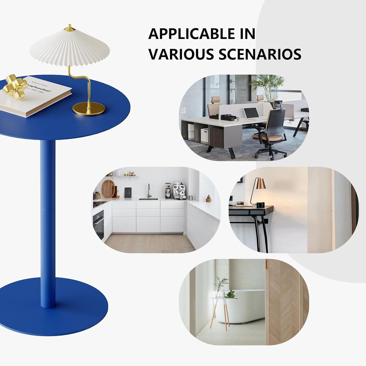 Blauwe Ronde Bijzettafel 40x40x60cm Metaal | 2-laags Krasbestendig - 29% Korting