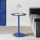 Blauwe Ronde Bijzettafel 40x40x60cm Metaal | 2-laags Krasbestendig - 29% Korting