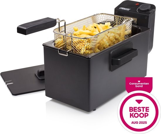 Princess Friteuse 182727 - 3 liter - Koude zone - Frituurpan - 2000W - Zwart - Beste Koop Consumentengids Augustus 2025