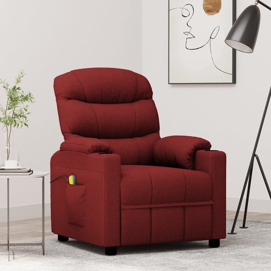 VidaXL Massagestoel Stof Wijnrood - 35% Korting