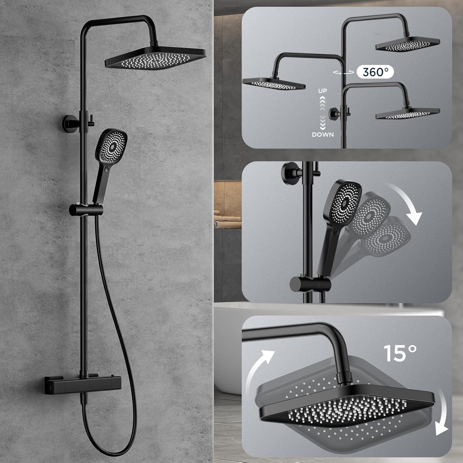 Mat Zwarte Thermostaat Doucheset - 30% Korting