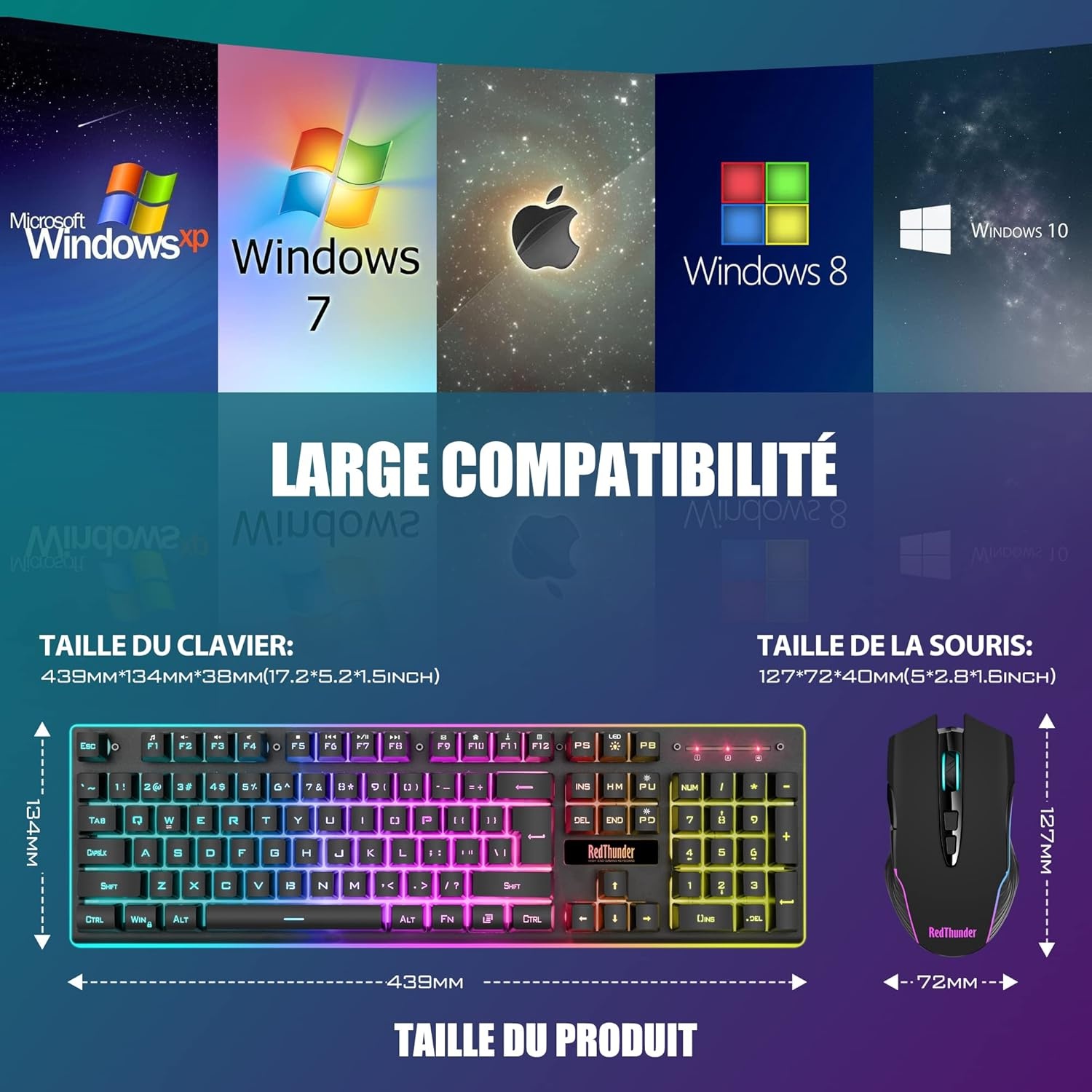 Draadbaar Gaming Toetsenbord & Muis Set | AZERTY | LED | 34% Korting