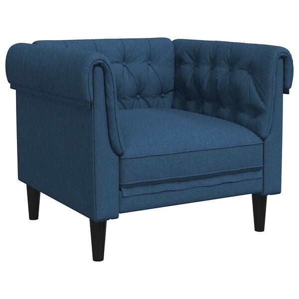 Blauwe Chesterfield Fauteuil - Duurzame Stof, -35%
