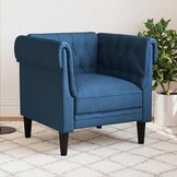 Blauwe Chesterfield Fauteuil - Duurzame Stof, -35%