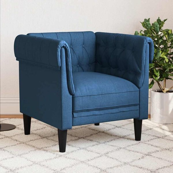 Blauwe Chesterfield Fauteuil - Duurzame Stof, -35%