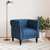 Blauwe Chesterfield Fauteuil - Duurzame Stof, -35%