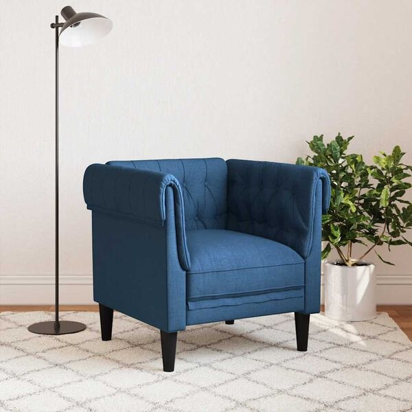 Blauwe Chesterfield Fauteuil - Duurzame Stof, -35%