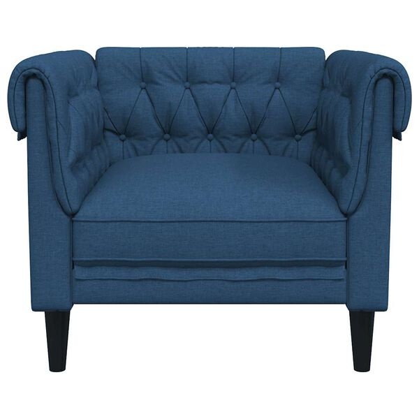 Blauwe Chesterfield Fauteuil - Duurzame Stof, -35%