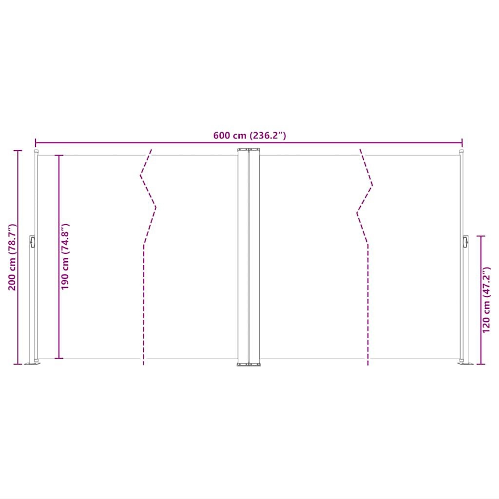 Uittrekbaar Windscherm 200x600cm Zwart - 30% Korting!