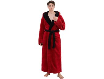 Heren Badjas Extra Lang Fleece met Capuchon - 34% Korting
