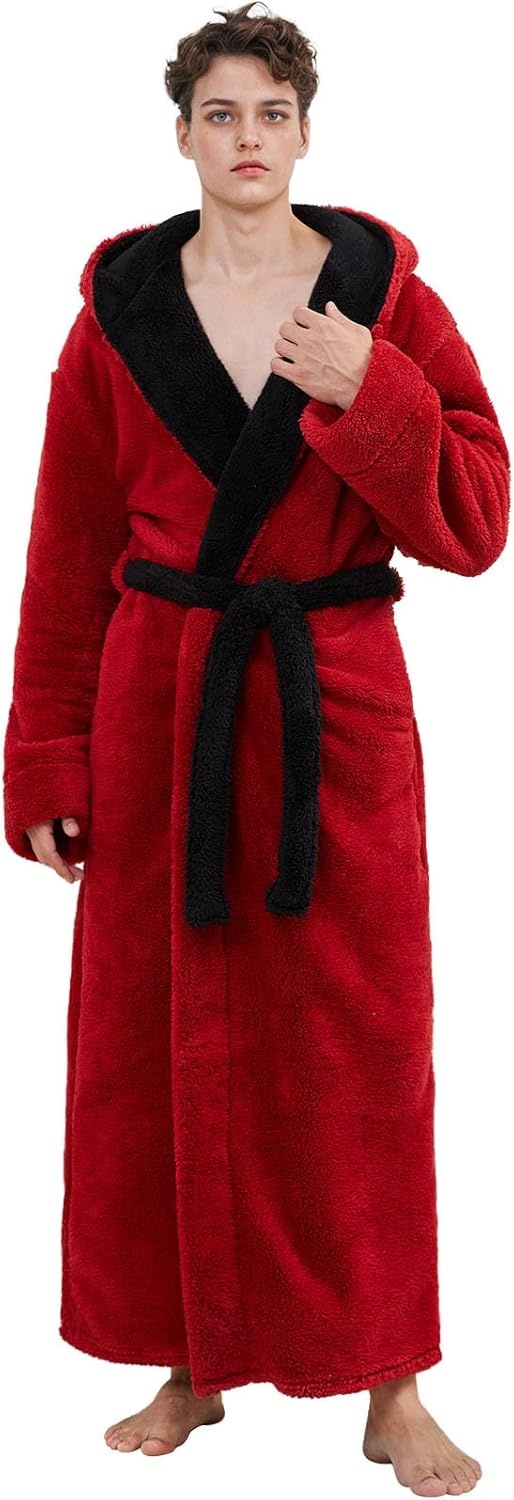 Heren Badjas Extra Lang Fleece met Capuchon - 34% Korting