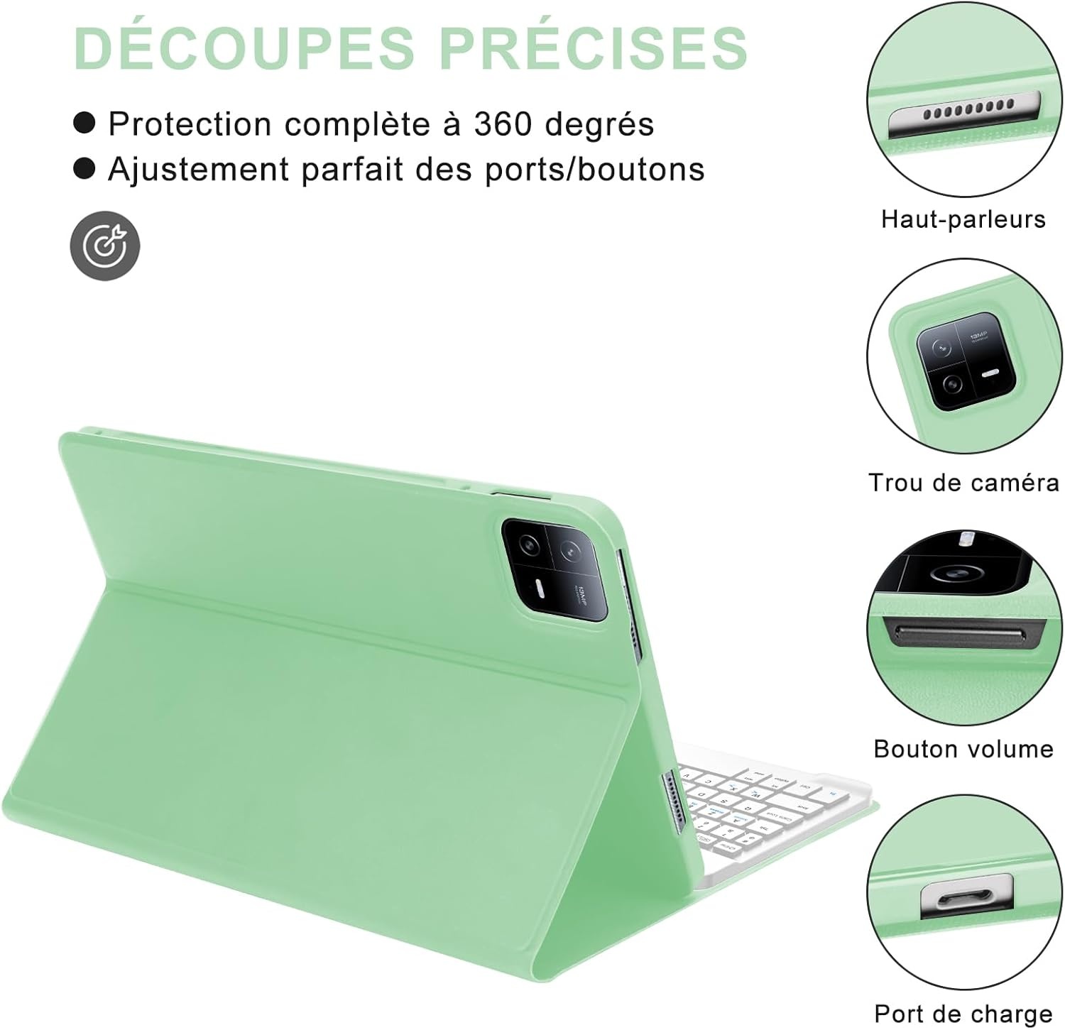 Lichtgroene Toetsenbordhoes AZERTY voor Xiaomi Pad 6/6 Pro 11" - 74% Korting