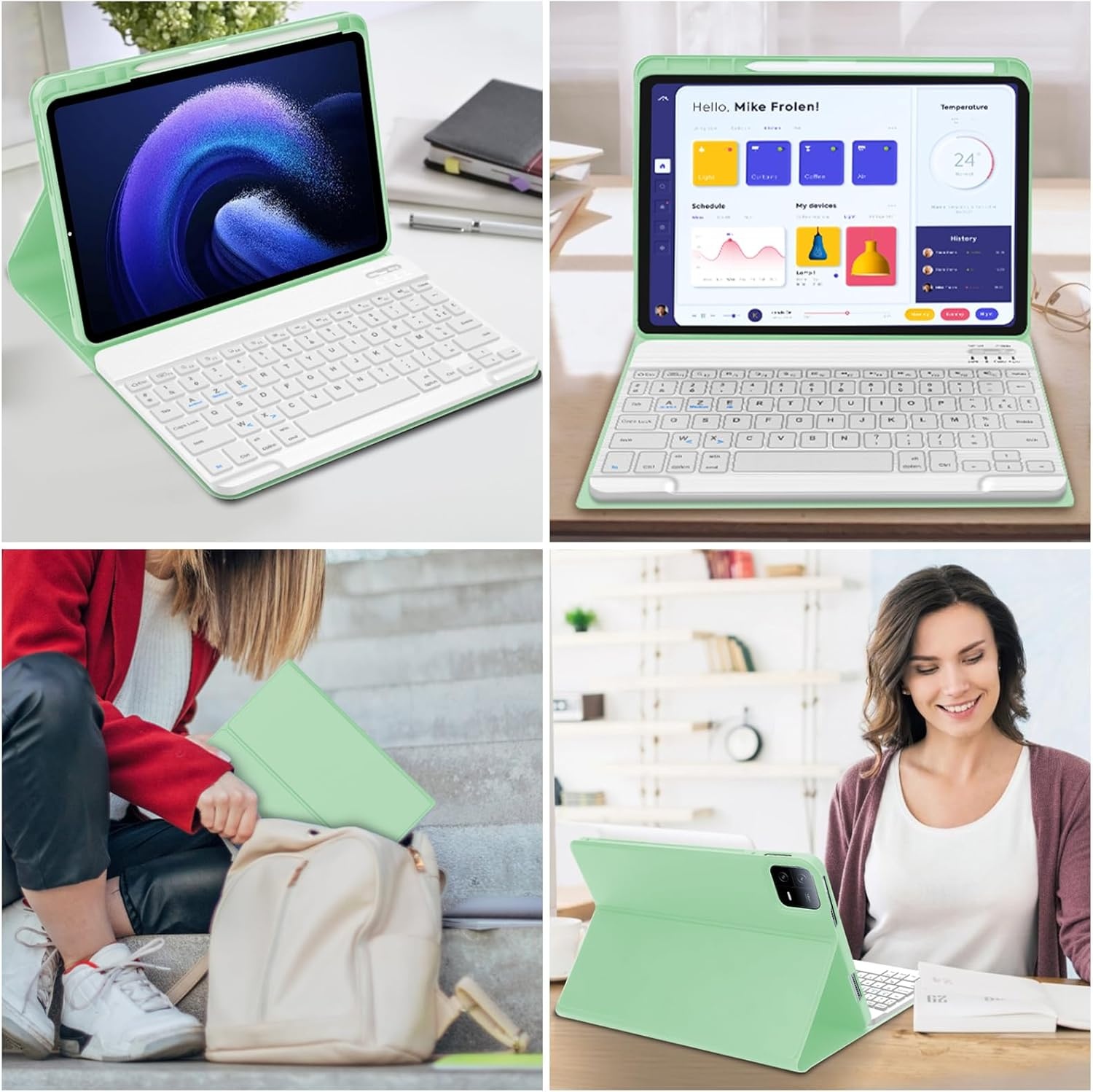 Lichtgroene Toetsenbordhoes AZERTY voor Xiaomi Pad 6/6 Pro 11" - 74% Korting