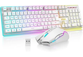Draadloos Gaming Toetsenbord & Muis Set QWERTZ Wit - 34% Korting