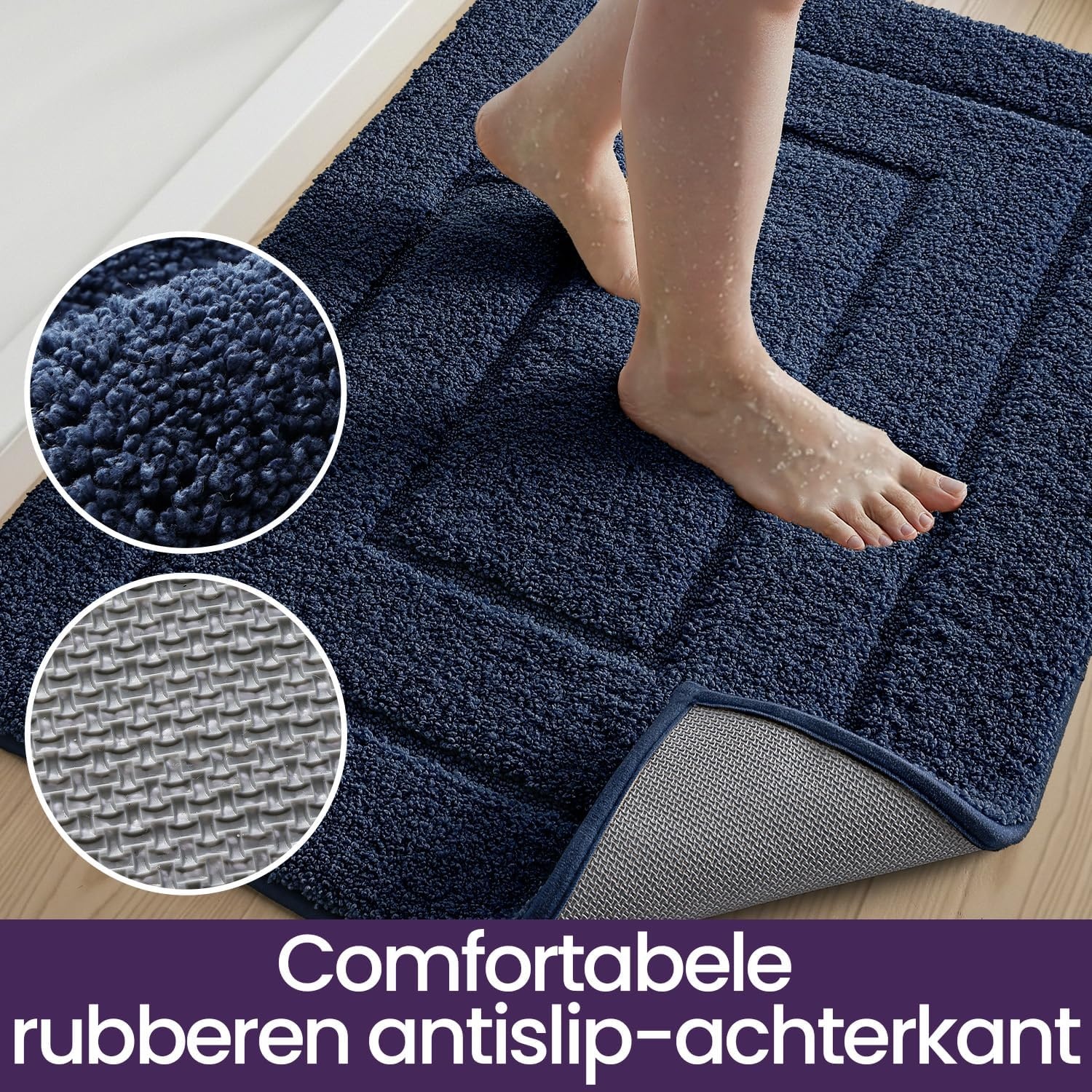 Badmat Antislip Waterabsorberend 40x60cm Marineblauw - 28% Korting