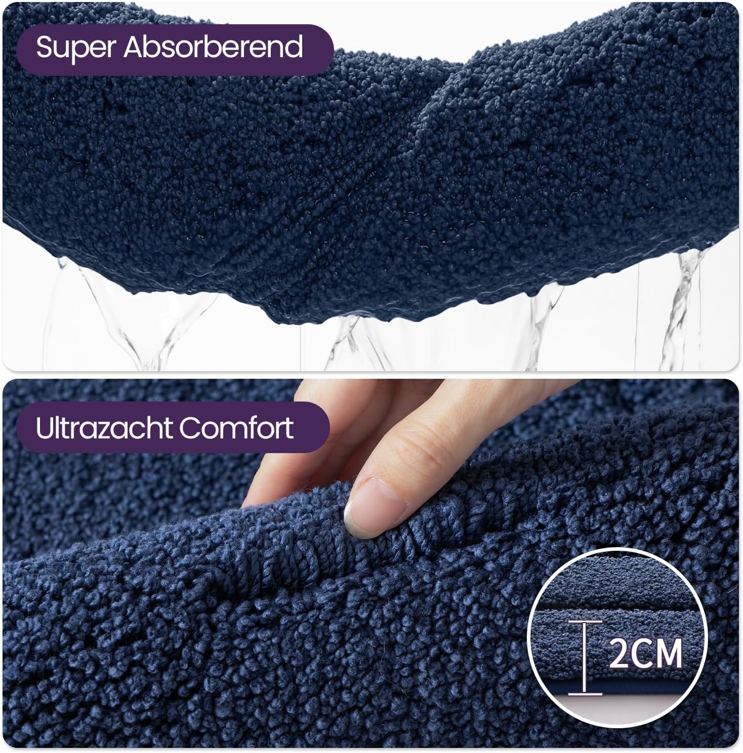 Badmat Antislip Waterabsorberend 40x60cm Marineblauw - 28% Korting