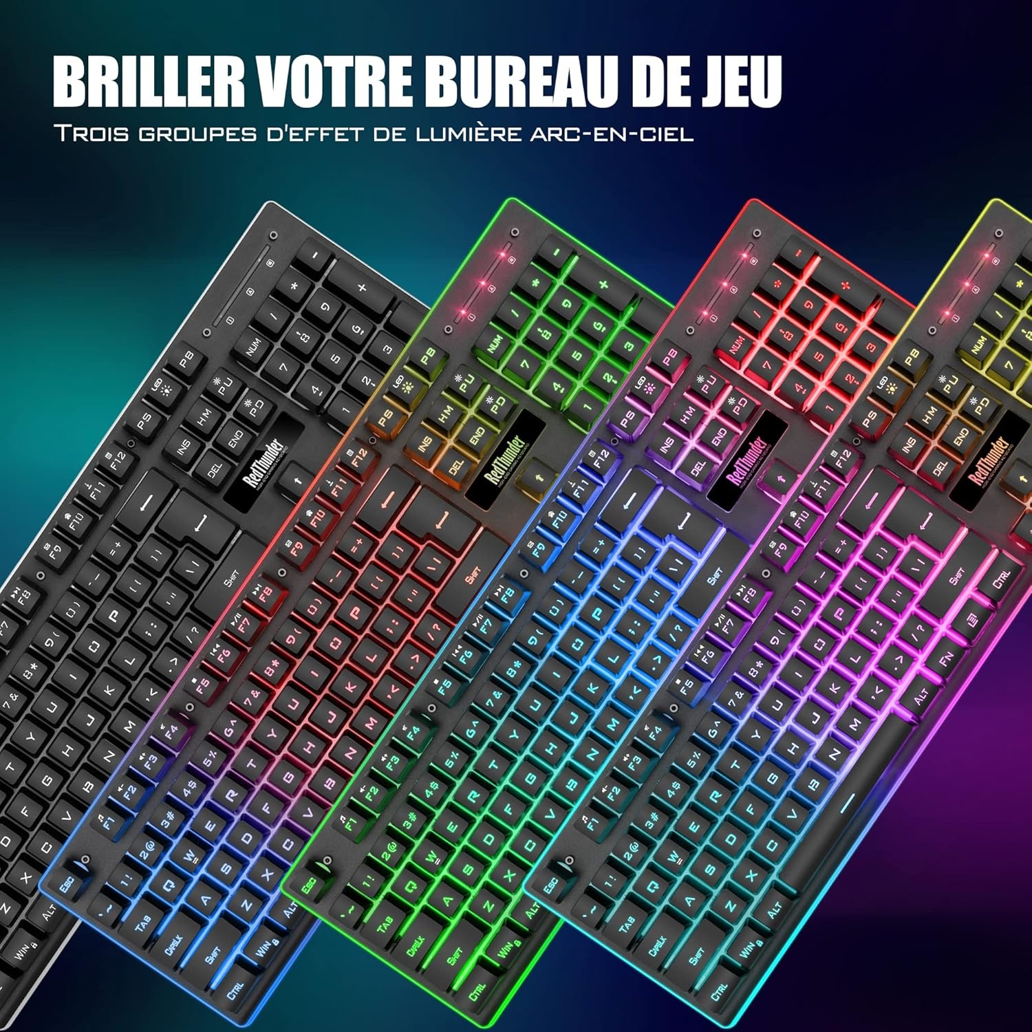 Gaming Toetsenbord & Muis Set: AZERTY, Draadloos/Bedraad, LED, 3200 DPI