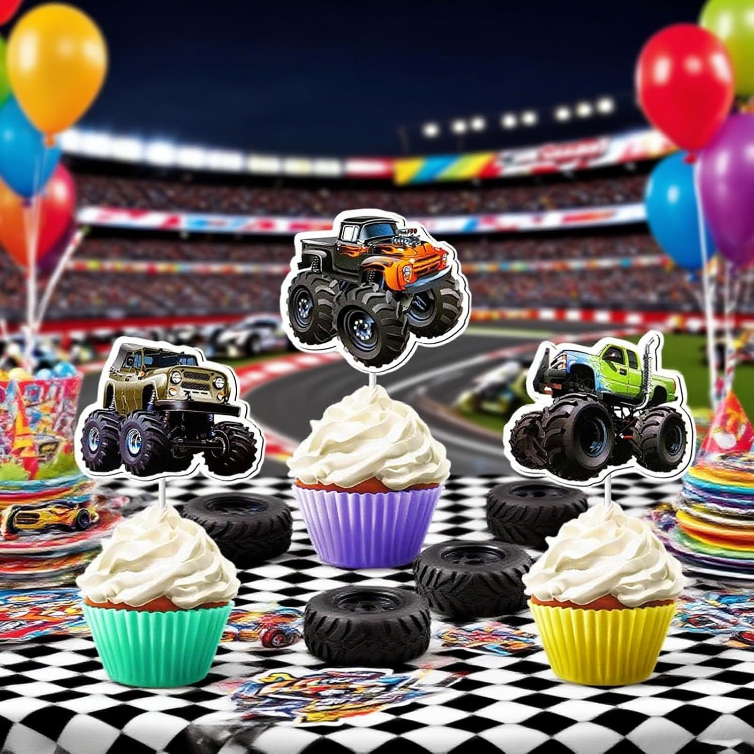 24x Mountainbike Cupcake Toppers - Feestdecoratie