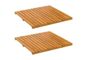 Houten Badmat Effen Bruin 50x50 cm - 33% Korting!