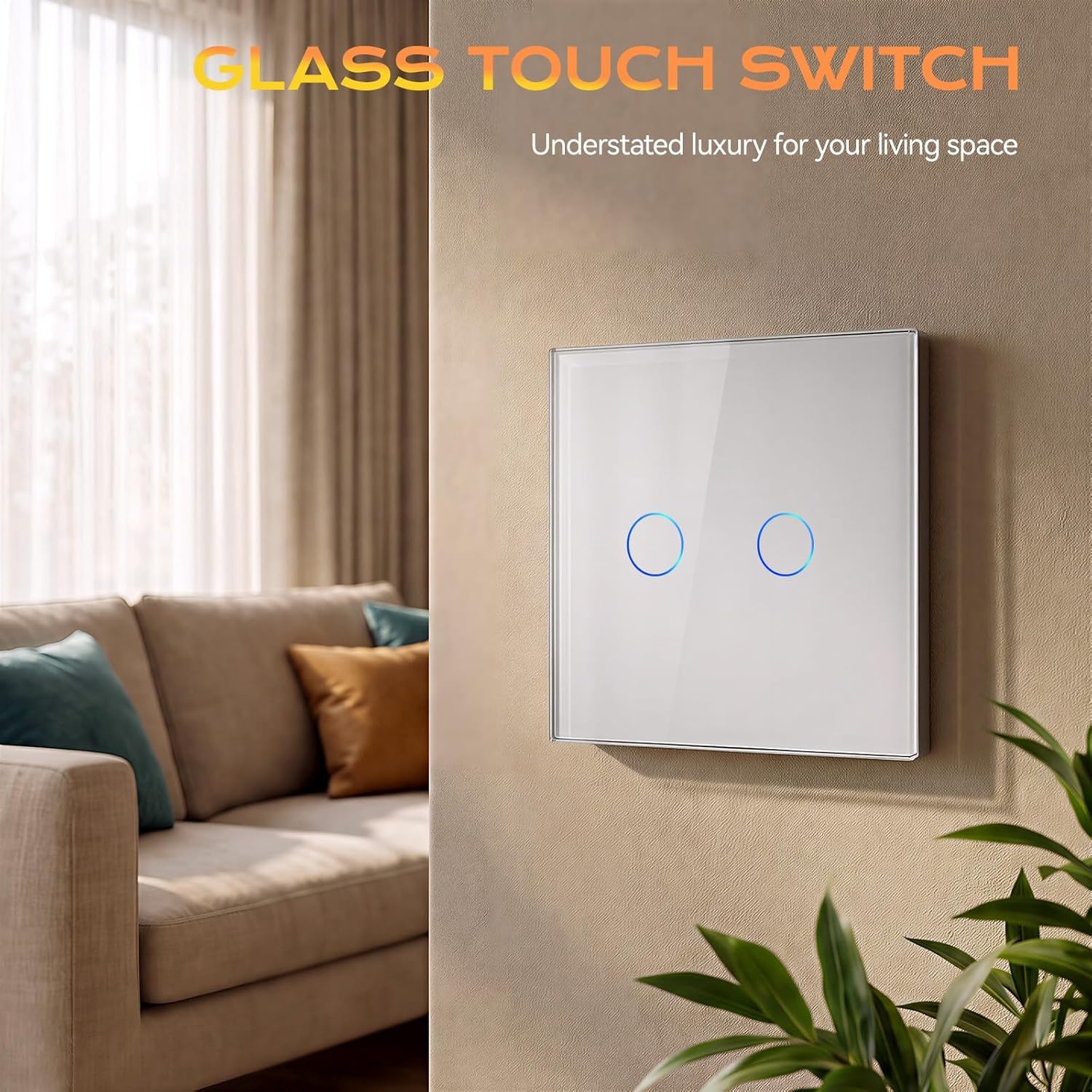 Touch Wandlichtschakelaar 2-voudig Glas 28% Korting!
