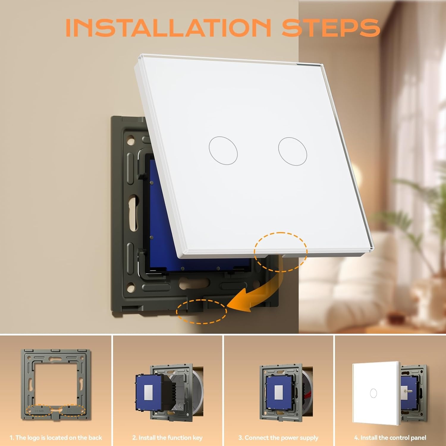 Touch Wandlichtschakelaar 2-voudig Glas 28% Korting!
