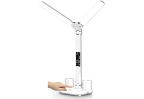 Draadloze LED Bureaulamp Kinderen 3 Kleuren, Klok & Penhouder | 33% Korting