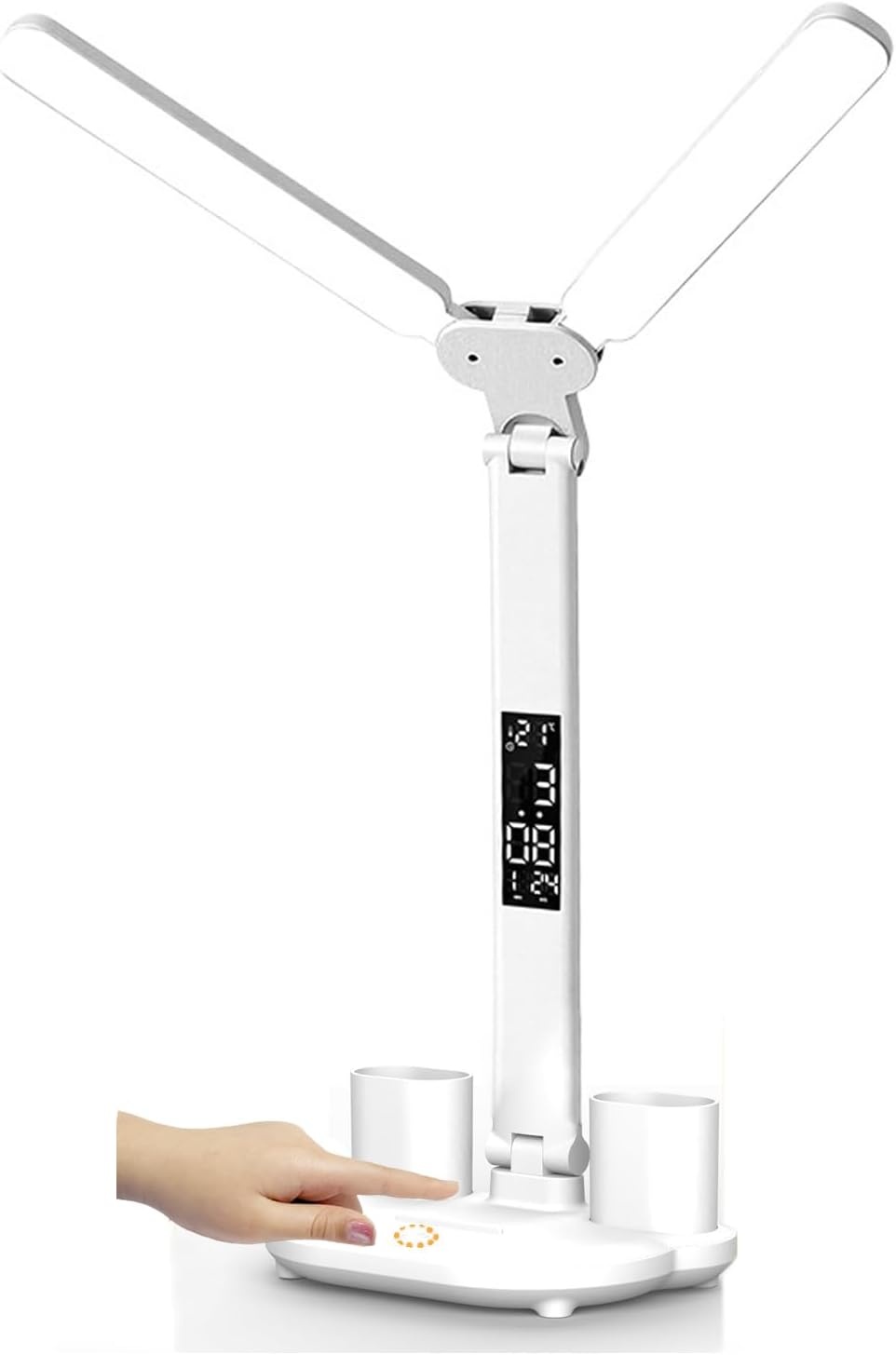 Draadloze LED Bureaulamp Kinderen 3 Kleuren, Klok & Penhouder | 33% Korting